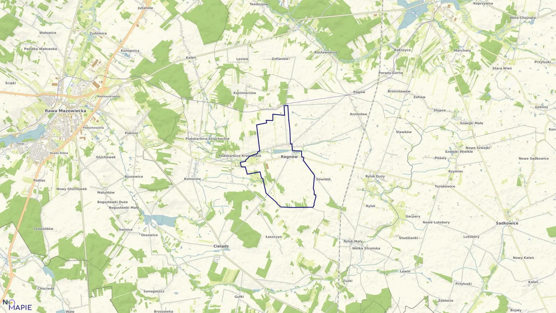 Mapa obrębu REGNÓW w gminie Regnów