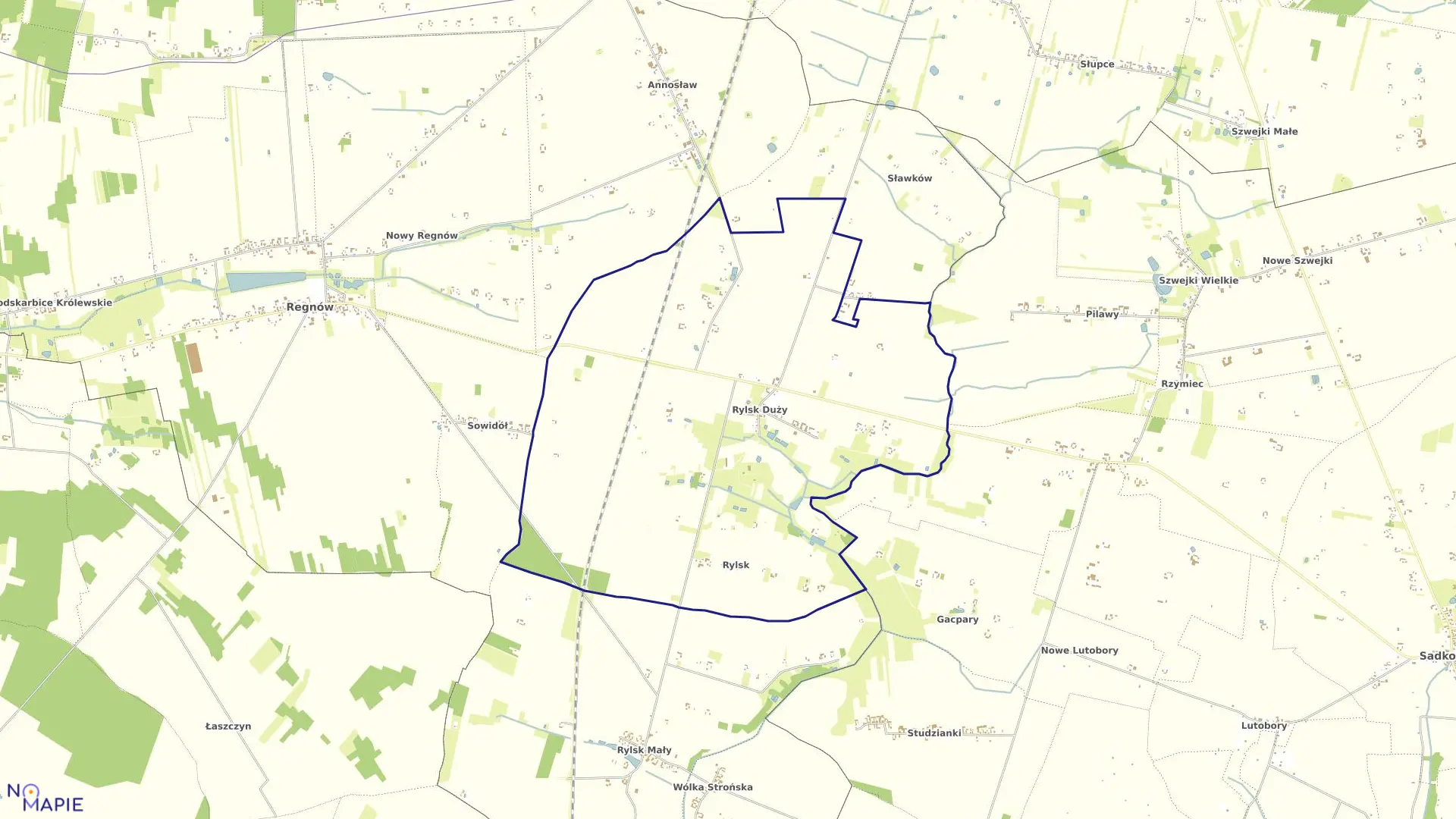 Mapa obrębu RYLSK DUŻY w gminie Regnów