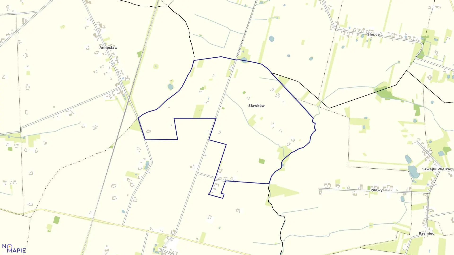 Mapa obrębu SŁAWKÓW w gminie Regnów